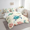 thumbnail image 3 of Homewish Cute Sea Turtle Bedding Comforter Set 7pcs for Teens, Cartoon Coral Plant King Bedding Sets, Marine Animal Theme Reversible Bed Sheets, Ultra Soft Bedroom Decor, 3 of 7