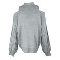 thumbnail image 5 of Wutalume Women's Relaxed Loose Long Sleeve Turtleneck Pullover Solid Color Knit Sweater, Cozy Winter Top, Soft Fabric for All Day Comfort,Gray M, 5 of 5