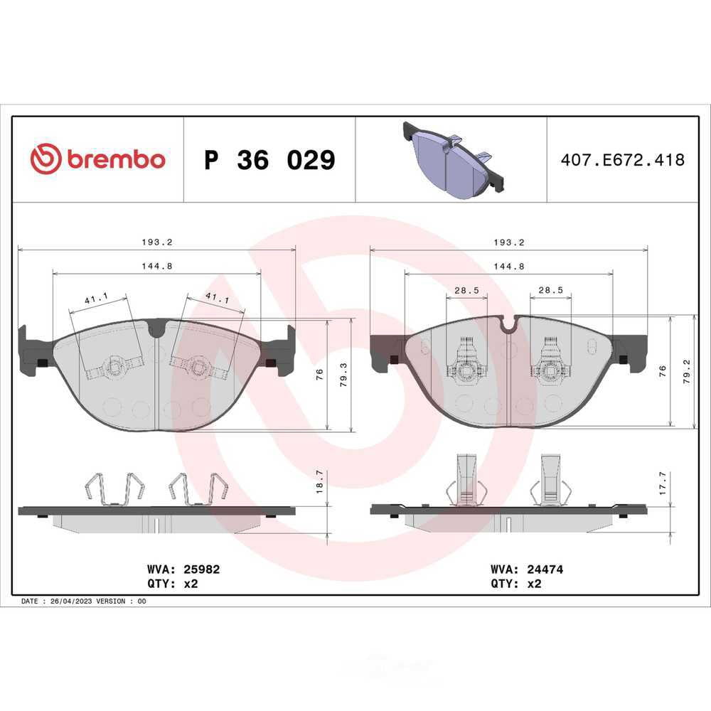 Brembo P36029 PRIME Low-Met Brake Pad Set