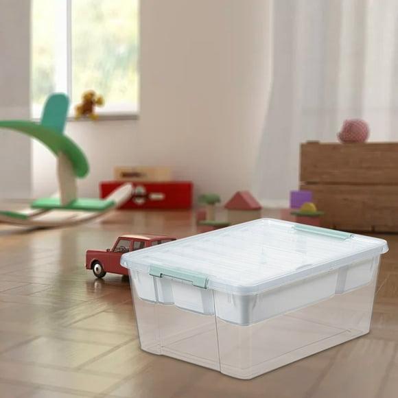 Toy Storage Organizer Bins with Lid - Stackable Plastic Organizer Box, Kids Toy Chests with Compatible Building Baseplate and Lid, Storage Container for Toys