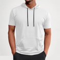 thumbnail image 2 of Men's Short Sleeve Hoodie Workout Gym Athletic Lightweight Mesh Hooded T Shirts Sweatshirt Big and Tall Size S-4XL White, 2 of 6
