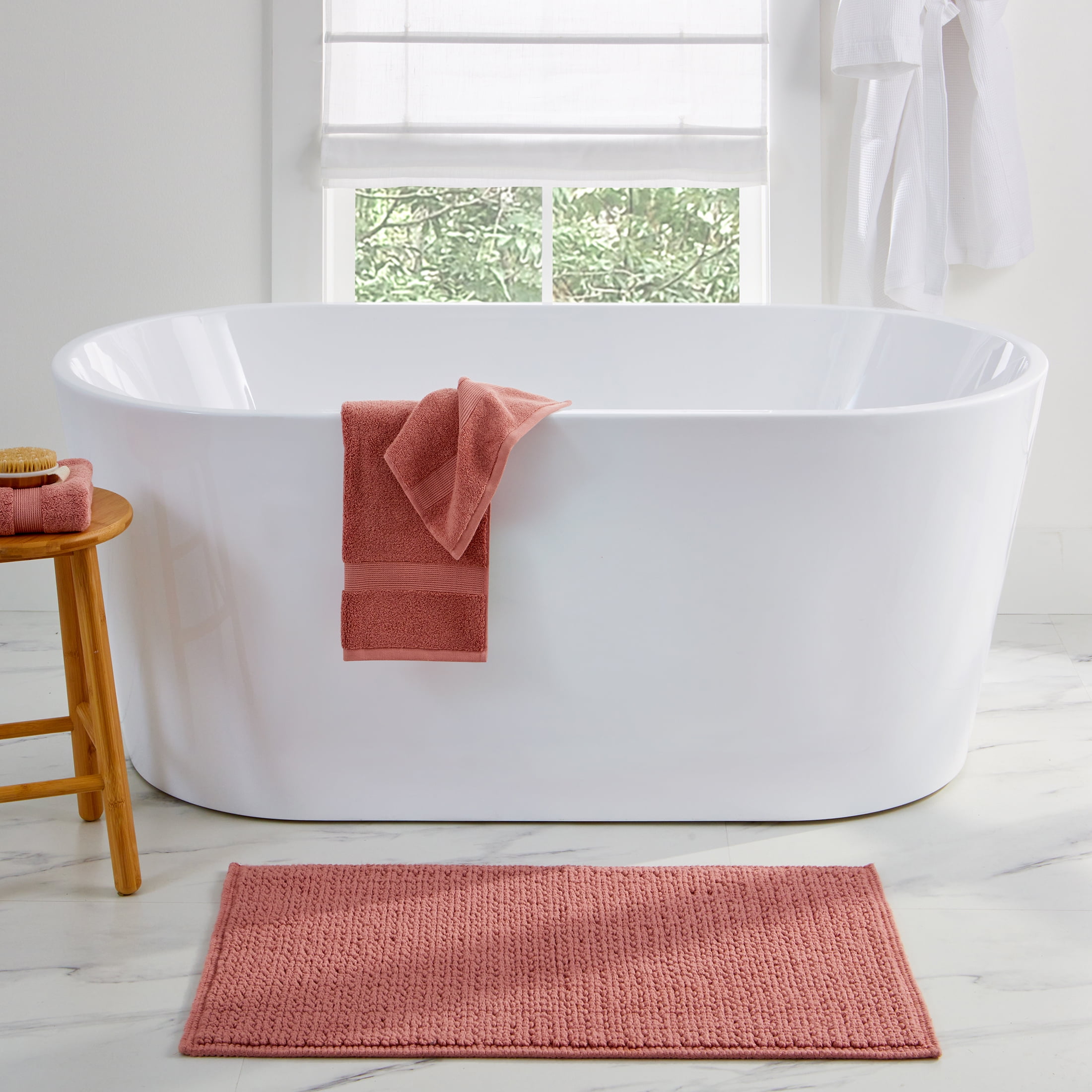 Better Homes & Gardens Signature Soft Looped Bath Mat, Old Rose, 20 in x 34 in