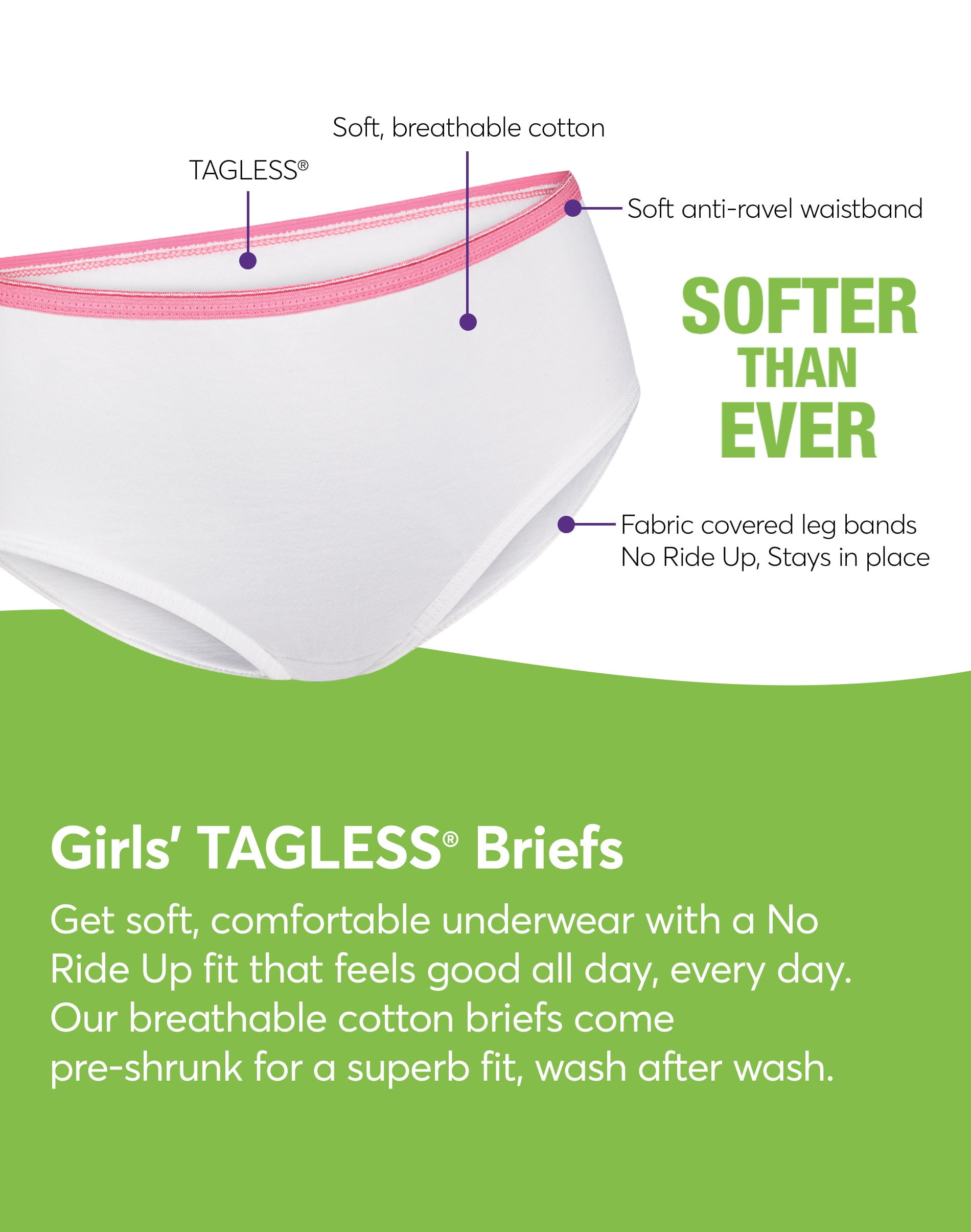 Hanes Girls' Cotton Briefs, 10-Pack Assorted 1 6 