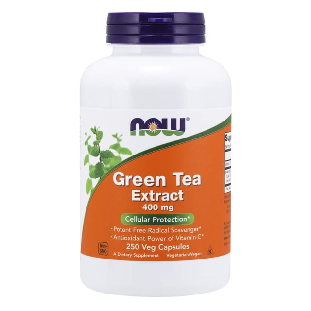 Suplemento NOW de extracto de té verde de 400 mg con vitamina C, 250 cápsulas