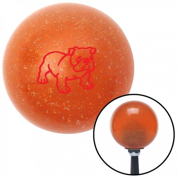 American Shifter 45013 Red English Bulldog Orange Metal Flake Shift Knob with M16 x 1.5 Insert Shifter