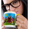 thumbnail image 2 of 3drose, Lydia - Decorative Smudgeart Art Design - Cat in Rainbow Socks, 11oz Two-tone Yellow Mug, 2 of 6