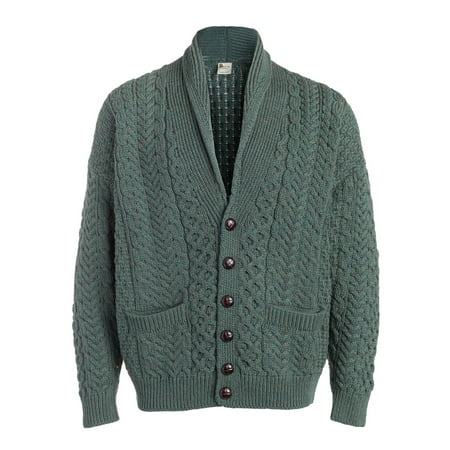 Boyne Valley Knitwear Mens Cable Button Shawl Collar Cardigan