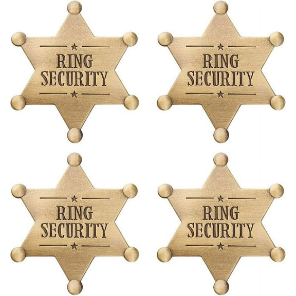 4pc Ring Security Badge Metal Ring Bearer Badge Wedding Breastpin Security Gift Accessories for Wedding Keepsake Party Rehearsal Boys Youngs