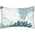 thumbnail image 5 of Teal White Pillow Covers 12x20 Inch Set of 2 Turquoise Colored Dahlia Floral Decor Throw Pillows Summer Modern Geometry Flower Outdoor Decorative Cushion Cases for Sofa Couch Bed Decoration, 5 of 6