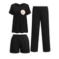 thumbnail image 2 of Avidlove Maternity Nursing Pajamas Set 3 Piece Short Sleeve Postpartum Breastfeeding Top Pregnancy Shorts and Long Pants, 2 of 8