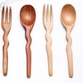 thumbnail image 3 of Norbi Natural Wooden Spoons Forks Portable Travel Dinnerware Tableware Restaurant Dessert Flatware Home Kitchen Table Utensil #B, 3 of 6