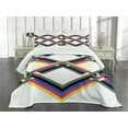 thumbnail image 3 of Ambesonne Psychedelic Quilted Bedspread Set 3 Pcs, Zigzag Colorful, Queen Size, Multicolor, 3 of 5