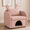 Pink, variant on 2-in-1 Armchair with Cat Dog Pet Hideaway, Pet-Friendly Accent Chair with Scratch-Resistant Fabric, Dual-Use Sofa Chair with Pocket for Living Room, Beige
