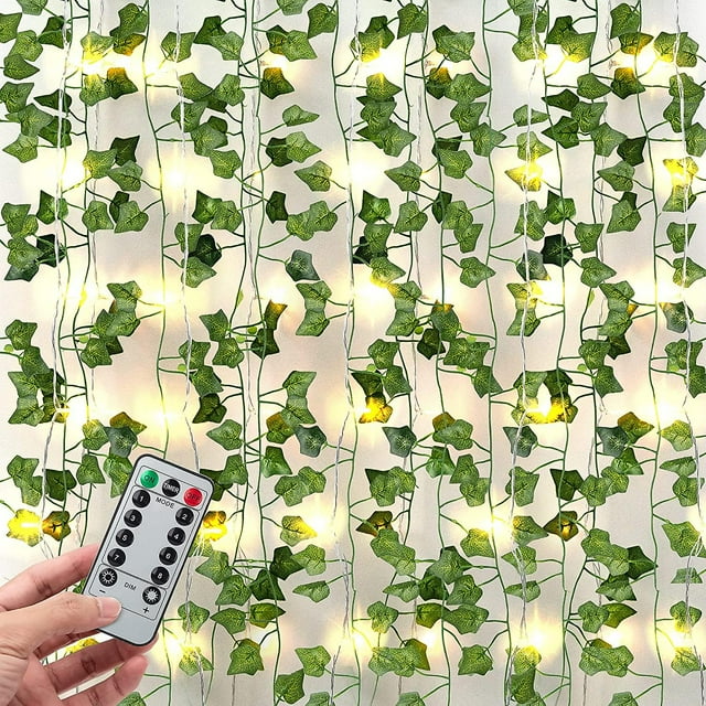 Luces de cadena de plantas artificiales 84ft 12 Pack Lámpara de guirnalda de hiedra falsa con control remoto WD.WDQZL Hogar