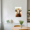 thumbnail image 3 of ZHONGYUTONG Cow Canvas Wall Art Brown Cow with Flower Picture Cute Animal Paintings Prints Vintage Artwork Rustic Farmhouse Wall Decor Framed (12.00" x 18.00"), 3 of 6