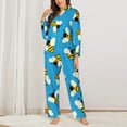 thumbnail image 3 of Disketp Pajamas Set Long Sleeve Sleepwear Womens Button Down Nightwear Pj Sets-Flying Bees, 3 of 9
