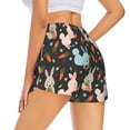 thumbnail image 2 of Uemuo Rabbit Is Eating Carrots Pattern Women's Athletic Shorts High Waisted Running Shorts with Liner Pockets Gym Elastic Workout Shorts-, 2 of 9