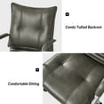 thumbnail image 4 of Faux Leather Home Office Desk Chair Adjustable Swivel Computer Chair Metal Legs Arms Backrest Task Chair Grey, 4 of 8