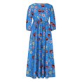 thumbnail image 4 of Hyknon Summer Dresses for Women 2025 Fashion Floral Printed Short Sleeve Round Neck Beach Dresses Temperament Loose Plus Size Flowy Maxi Dresses, 4 of 5