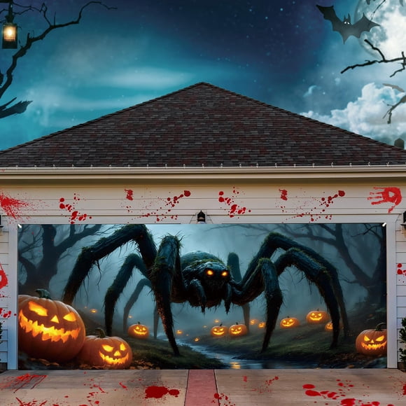 Telón de fondo Tingjoo Halloween con forma de araña gigante, 213 x 488 cm