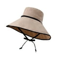 thumbnail image 4 of MESSUEN Sun Visor Hat Beach Hats for Women Wide Brim Hats for Women Outdoor Sun Hat All Tethered Double Sided Large Brimmed Sun Hat Bucket Hats for Woman Floppy Sun Hats for Women Khaki One Size, 4 of 5