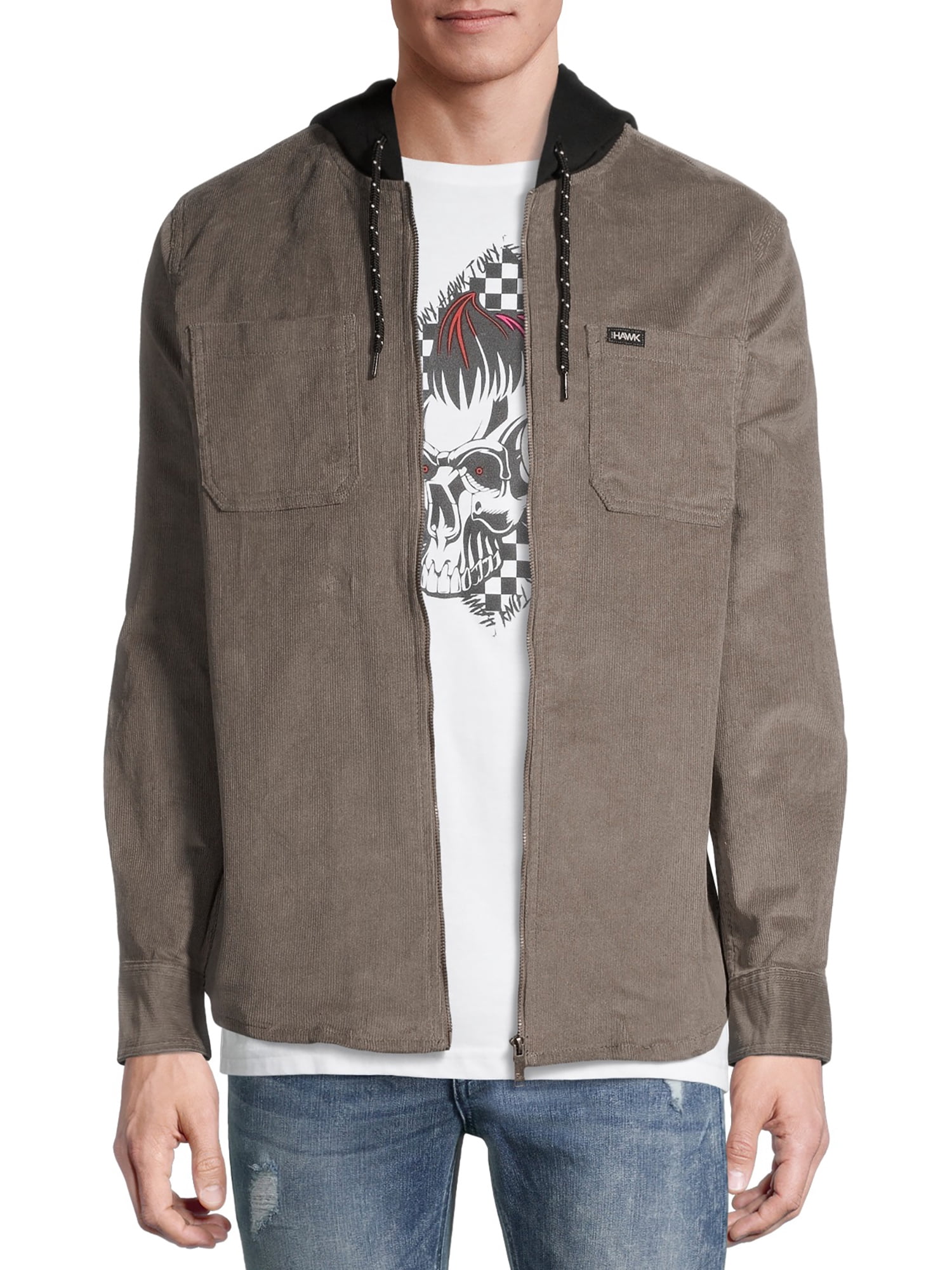 Tony Hawk Men's Corduroy Hooded Shacket 
