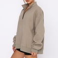 thumbnail image 4 of Sudadera Jersey básico con media cremallera, estilo deportivo, traje informal de calle de Color sólido para mujer Cgtredaw Marrón T M para Mujer, 4 of 5