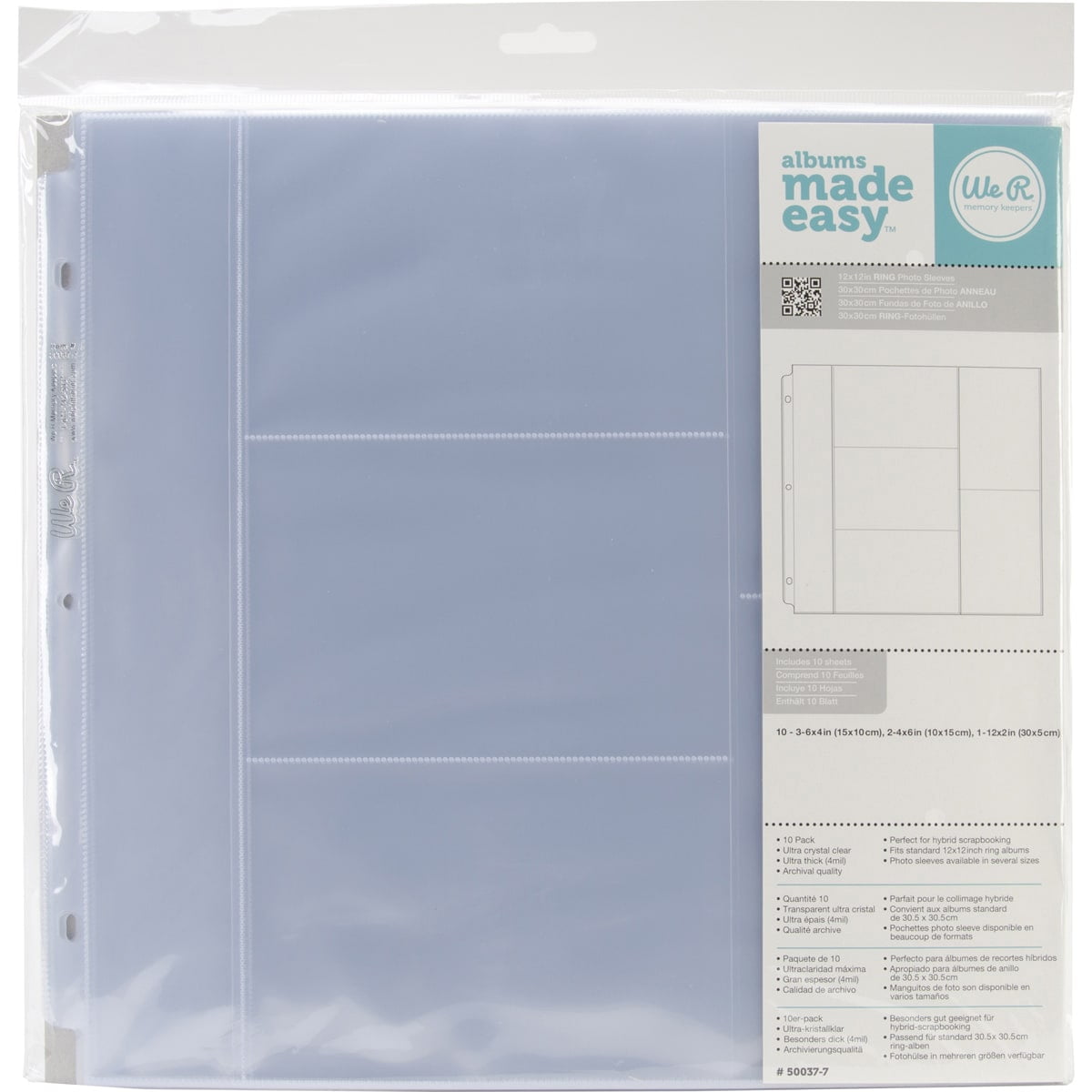 We R Memory Keepers 660143 Ring Photo Sleeves 8X8 25/Pkg-Full Page 