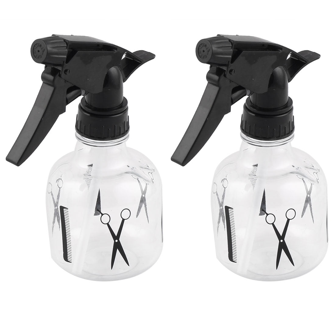 Plastic Empty Refillable Trigger Container Spray Bottle Black Clear 250ml 2pcs