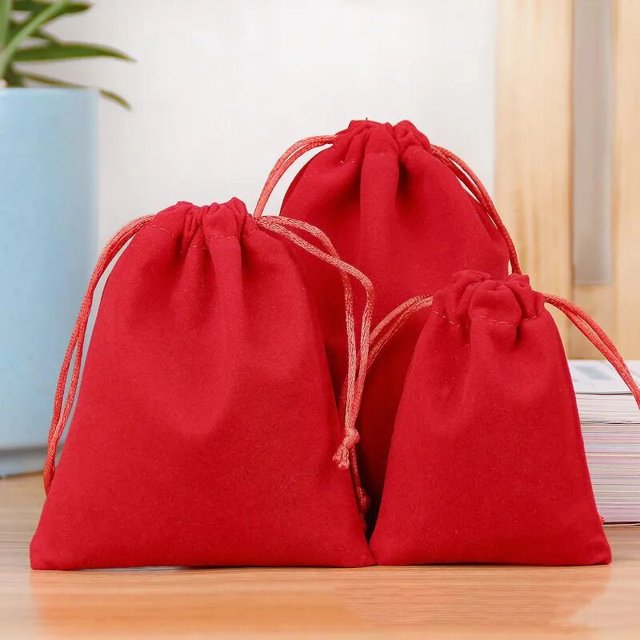 Bolsa de terciopelo para embalaje de joyería, bolsas con cordón para almacenamiento de regalos, dulces de boda y Navidad, 11 colores, 10 o 50 unidades