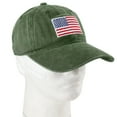 thumbnail image 5 of Falari USA Flag Embroidered Baseball Cap, Low Profile Adjustable Dad Hat, 100% Cotton, Pre-Washed - Olive Green, 5 of 6