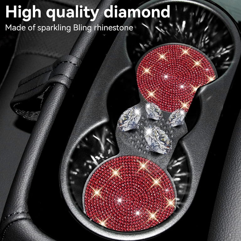 AUCELI Bling Car Cup Holder Coaster, 4 Pack Rhinestone Non