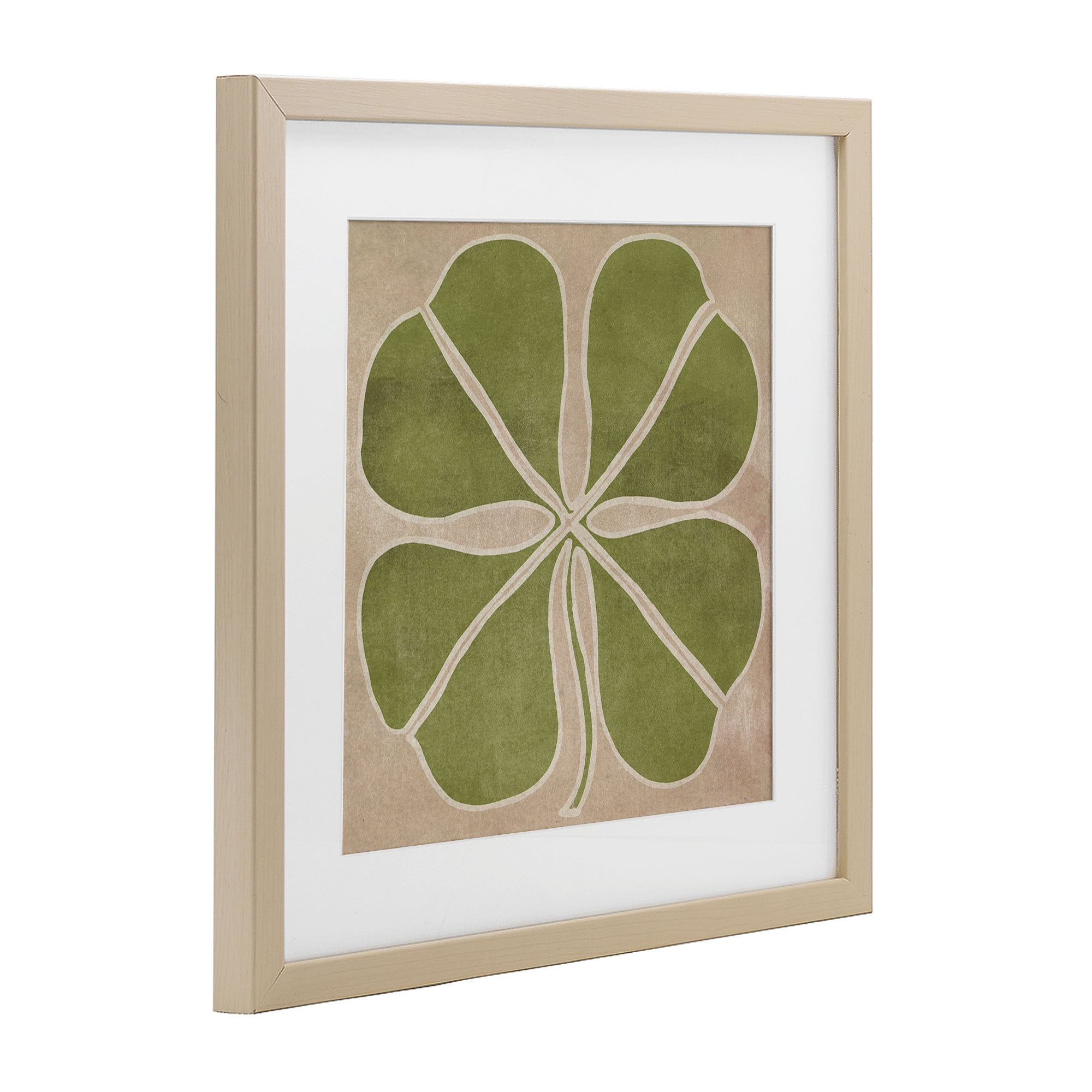 Neutral Symmetrical Clover Birch Framed Print Under Glass, design by June Erica Vess