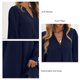 thumbnail image 5 of Vestido de cuello en V de las mujeres frente plisado largo mangas de soplo suelta piel agradable vestido de otoño para fechas fiestas trabajo azul oscuro XL, 5 of 6