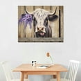 thumbnail image 2 of Shiartex Highland Cow Framed Wall Art Bedroom Wall Art Canvas Lavender Cow Pictures Farmhouse Bathroom Decor Cute Animals Bathroom Painting Canvas Rustic Style Artwork 20x16 Inch, 2 of 3