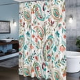 thumbnail image 6 of Blue Red Floral Shower Curtain, Watercolor Abstract Paisley Bohemia Texture Waterproof Shower Curtain Set with 12 Hooks Lightweight Bath Curtains Fabric Bathroom Decor 72x78 Inches, 6 of 9