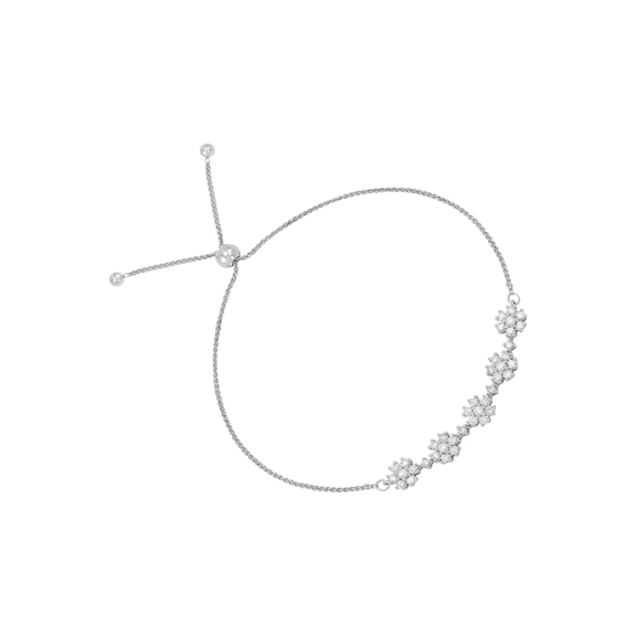 Women's Welry 1 cttw Diamond Flower Bolo Bracelet in 10kt White Gold, 9.75"