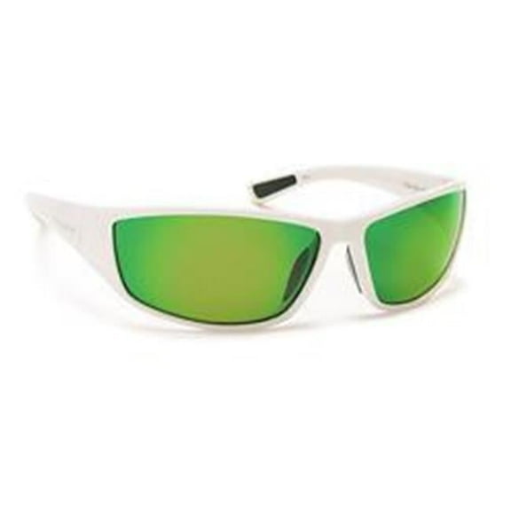 P-44 Polarized Polycarbonate Sunglasses with Green Mirror, White & Gray