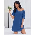 thumbnail image 2 of Ekouaer Cotton Nightgowns for Women Oversized Sleepshirt Tshirt Night Gown Short Sleeve Night Shirt Casual Soft Sleepwear, 2 of 6