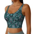 thumbnail image 2 of Vsdgher Vintage Floral Print Women Sleeveless Athletic Tank Top Built-in Bra Camisole Sports Vest for Yoga Running Fitness Exercise with Removable Pads, 2 of 8