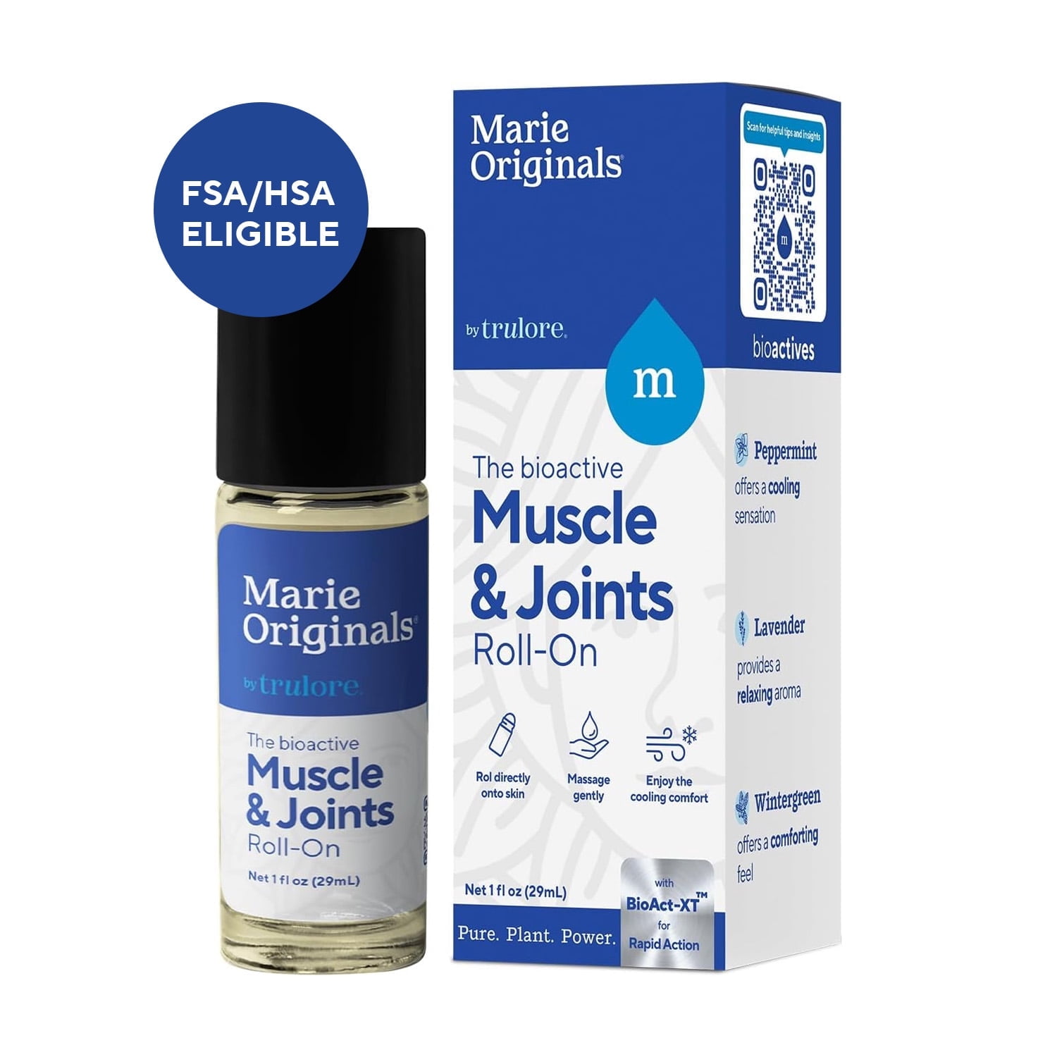 Marie Originals Cooling Menthol Pain Relief Roll-On, Pain Relievers for Muscle, Joint, Back & Knee Pain, 29ml
