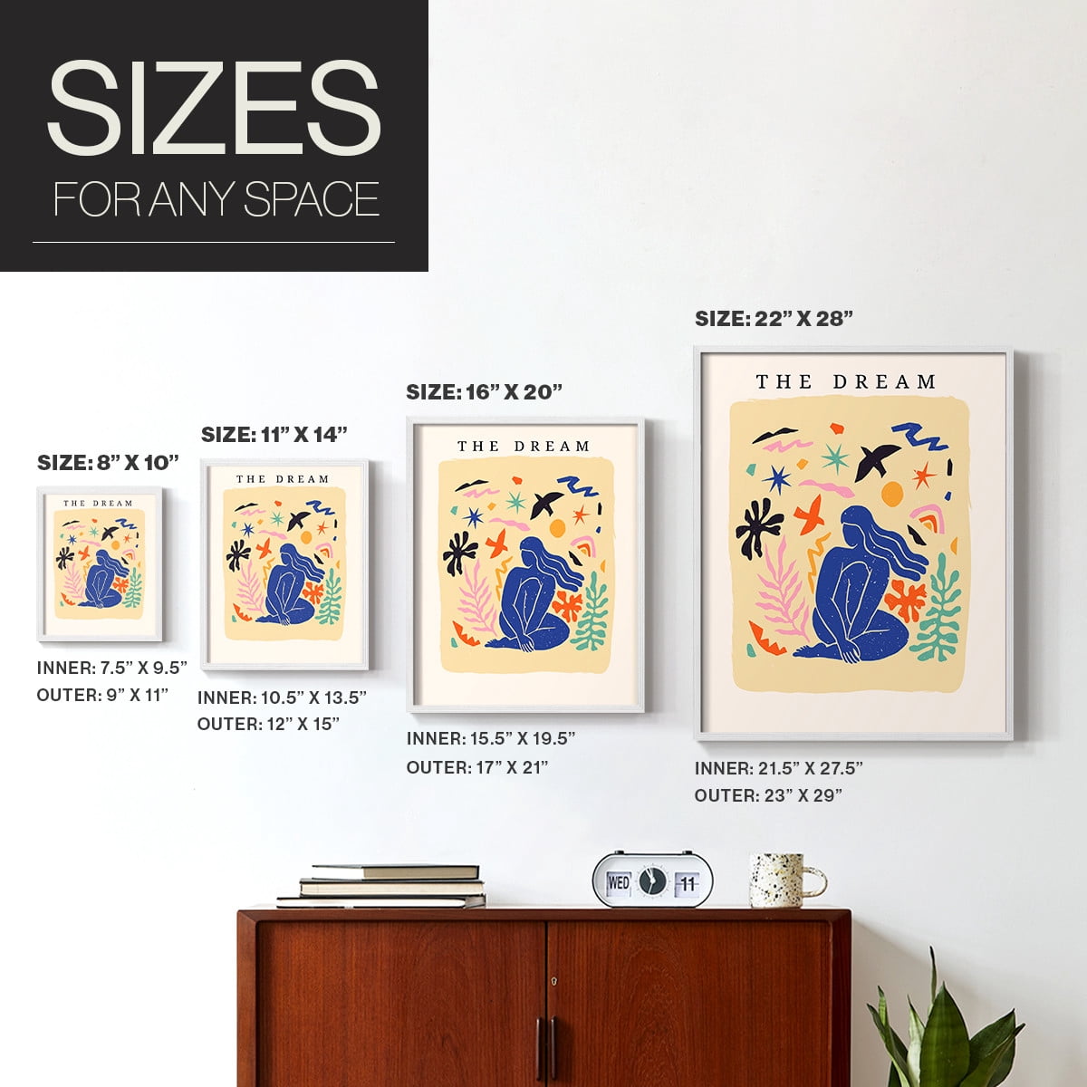 Matisse CCCXV in White Solid Wood 11 x 14 Framed Print