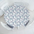 thumbnail image 3 of Ambesonne Mid Century Fitted Round Tablecloth, Art Deco Seventies, 56"- 60" Diameter, Turquoise Navy Blue Grey, 3 of 5