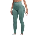 thumbnail image 5 of BLOCLOALO Yoga Pants Stretch Pants High Waist Long Yoga Solid Color Breathable Running Fitness Pants Tummy Control Pants for Women Butt Lifting Leggings Womens Compression Leggings Green M, 5 of 5