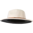 thumbnail image 3 of Sombreros Fedora de ala ancha de dos tonos para hombres y mujeres, sombrero Panamá de fieltro clásico con hebilla de cinturón ajustable, negro + Beige JAMW Sencillez, 3 of 5