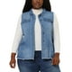 thumbnail image 1 of Women's Plus Size Jean Vest Button Down Turndown Collar Frayed Hem with Cargo Pocket Trucker Denim Vest Blue 4X, 1 of 7