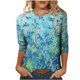 thumbnail image 2 of ICHUANYI Clearance Women's Fashion Printed T-shirt 3/4 Sleeves Blouse Round Neck Casual Tops(Light Blue, XXL) ICHUANYI WER2023080909854, 2 of 5