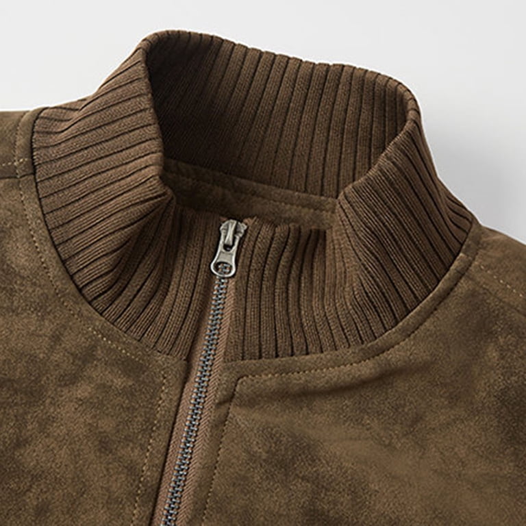 メンズウェア Rufflog heavy weight comfort mock neck M Wrtxtat Full Zip Leather Jacket for Men Relaxed Fit Mock Neck