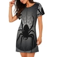 thumbnail image 2 of Kdxio Black Spiders Pattern Womens Short Sleeve Sleepshirt Scoopneck Cute Nightdress Ruffle Comfy Nightgown, 2 of 6