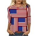 thumbnail image 2 of AXXD Graphic Tees for Womens O-Neck 4th of July Patriotic Independence Day 3/4 Sleeves Plus Size Woman Top And Blouse Red 8, 2 of 5